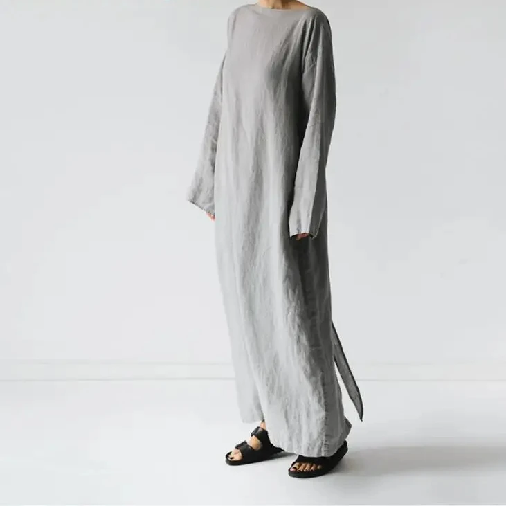 white christmas dresses Grey Organic Cotton Structured Maxi Dress – Alternative main image 1
