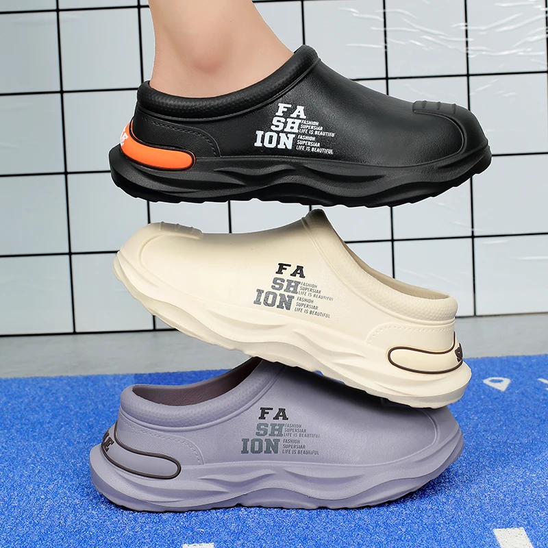 STRONGSHEN Men Chef Shoes Summer Slipper Kitchen Clogs Work Shoes Flip-flop Waterproof Oil-proof Sandal Non-Slip Garden Slippers