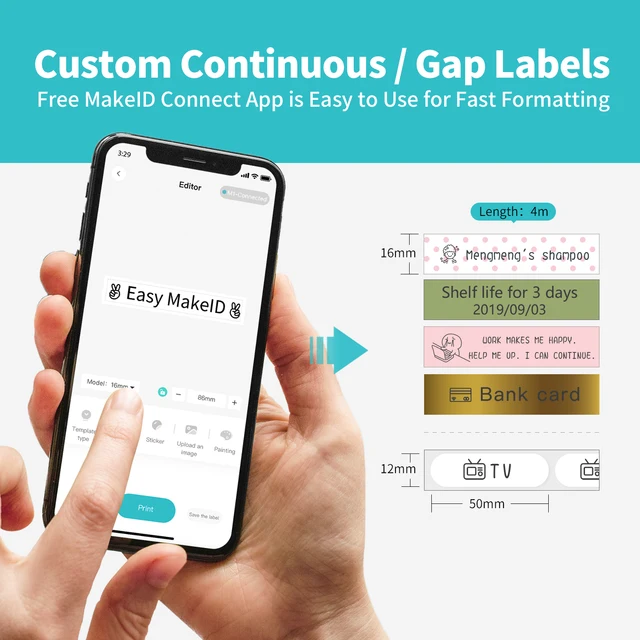 MakeID Etichette Termiche Adesive 16mm - Rotoli Da 4m Per Stampanti L1/Q1/E1 - Impermeabili E Personalizzabili - Foto 4