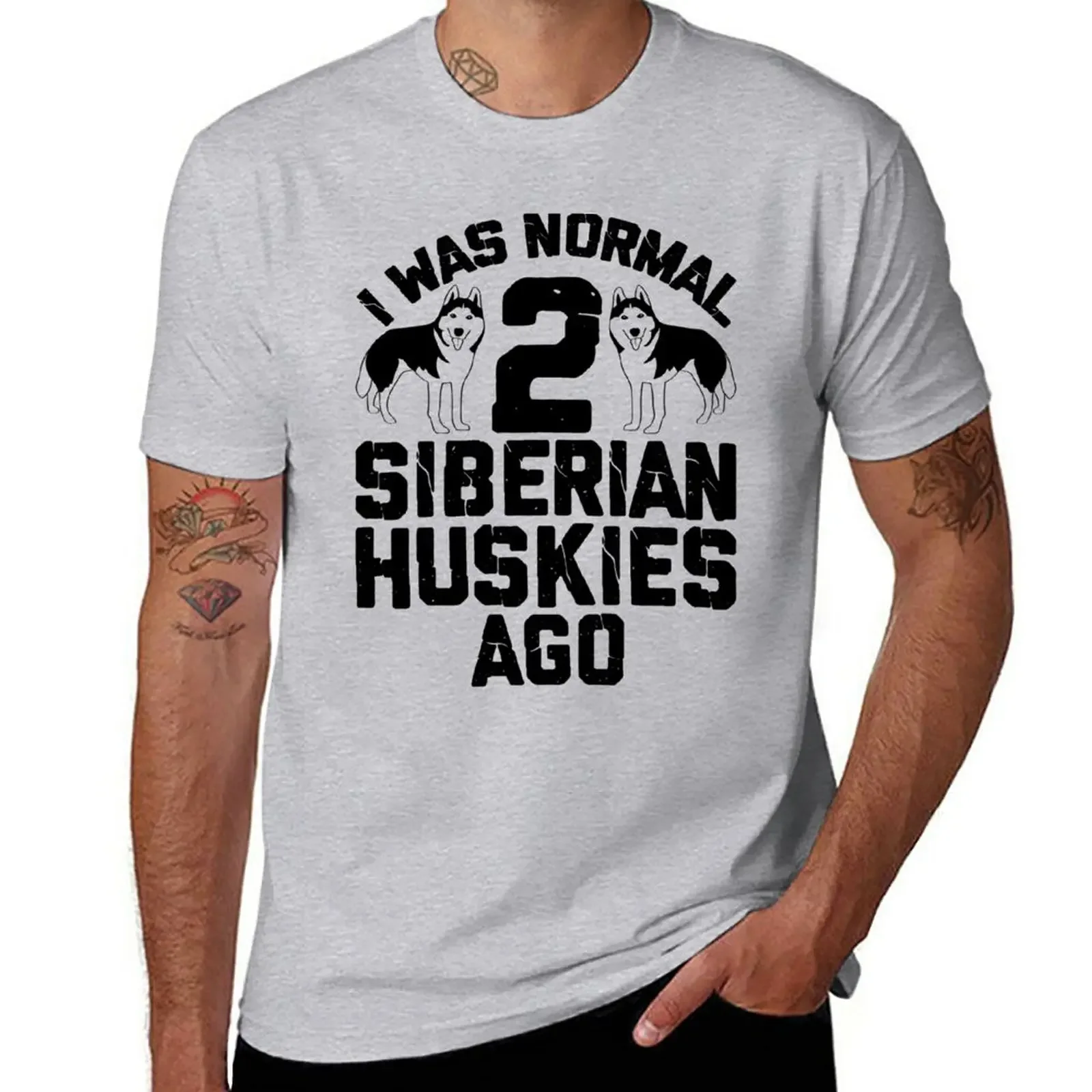 Ero Normale 2 Huskies Siberiani Ago, Divertente Design Husky Siberiano Per Uomo Donna T-Shirt Husky Siberiano Per Cani