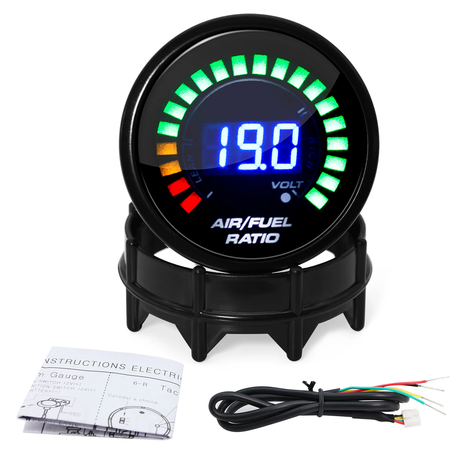 52mm Car Gauge Voltmeter Digital Air Fuel Ratio Gauge With Narrowband O2 Oxygen