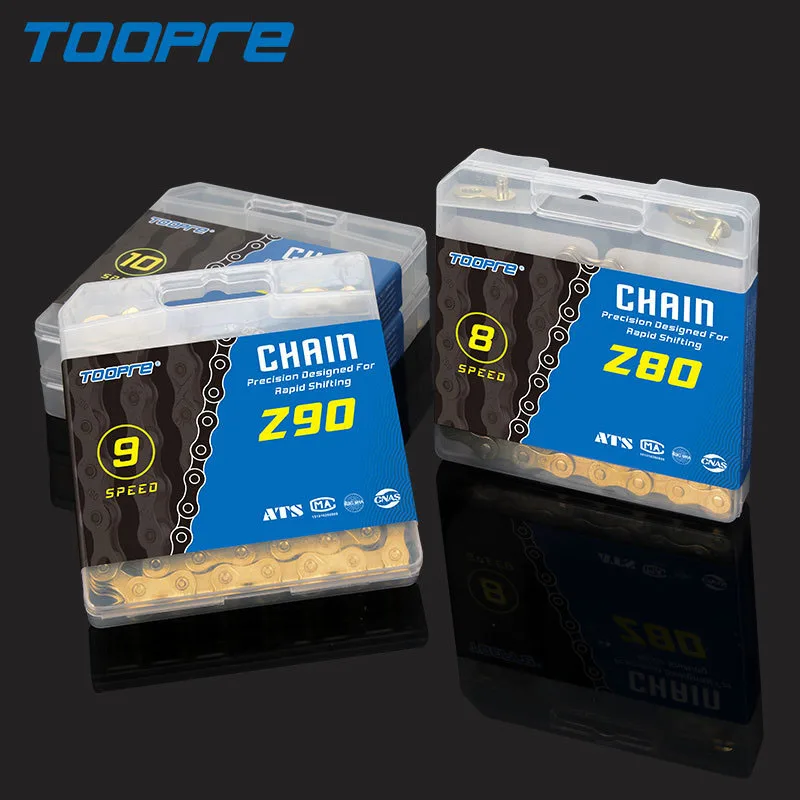 TOOPRE MTB Bicycle Chain 1/ 6/7/8 /9 /10 /11 /12 Speed Mountain Road Bike Gold Chain Electroplated And Rust-proof Variable