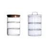 3 Layer Glass Food Jar Grain Container Glass Storage Container Airtight Glass Storage Jar 3 Tier Stacking Jars for Nuts Pantry 1