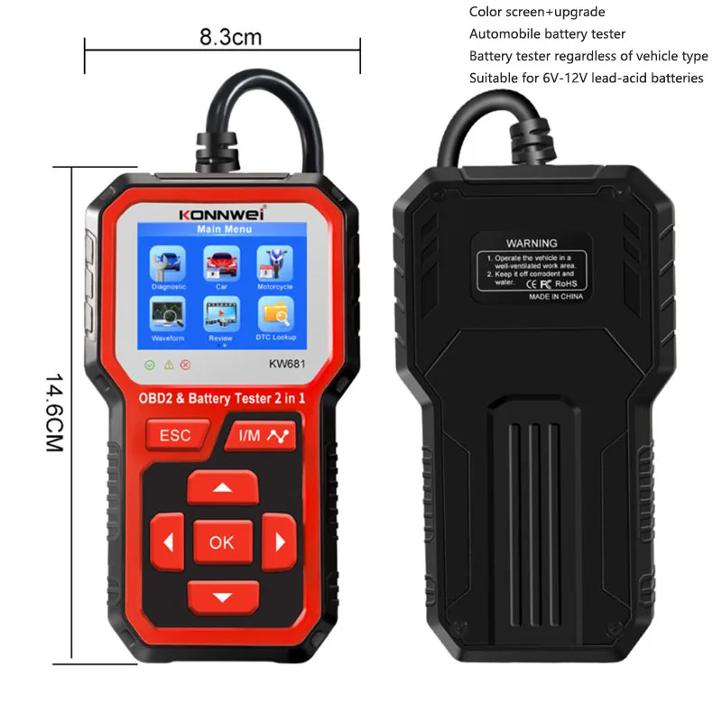 

Автомобильный тестер сопротивления аккумулятора KW681 V6-12V + диагностический прибор для автомобильной неисправности