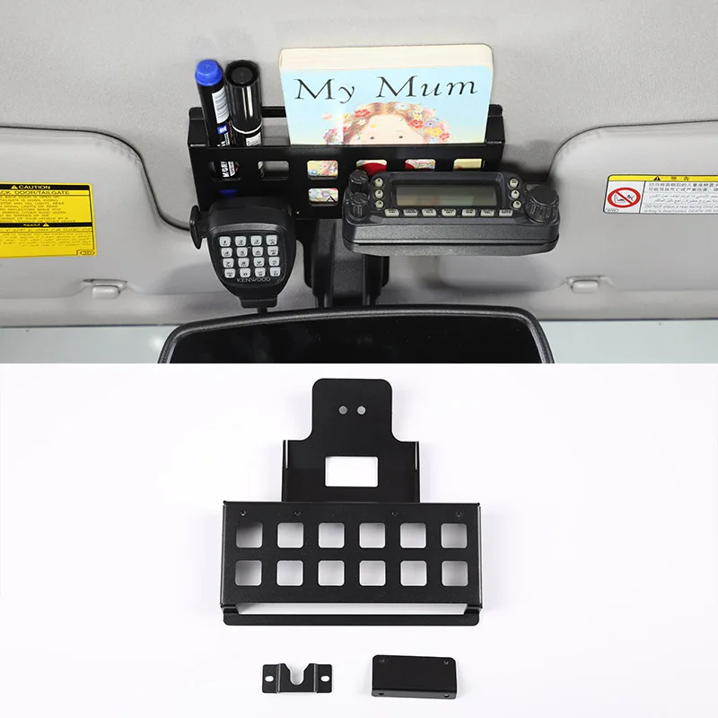 

For Toyota FJ Cruiser 2007-2021 Black Car Rearview Mirror Multi-Function Storage Frame Walkie-talkie bracket Car Accessories