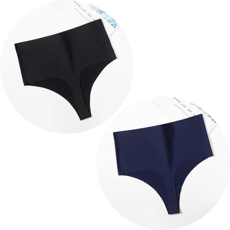 Giczi 2PCS/Set Women's Panties High Waist Thongs Silk Satin Seamless Underwear Sexy Lingerie Female Sports Comfortable G-Strings