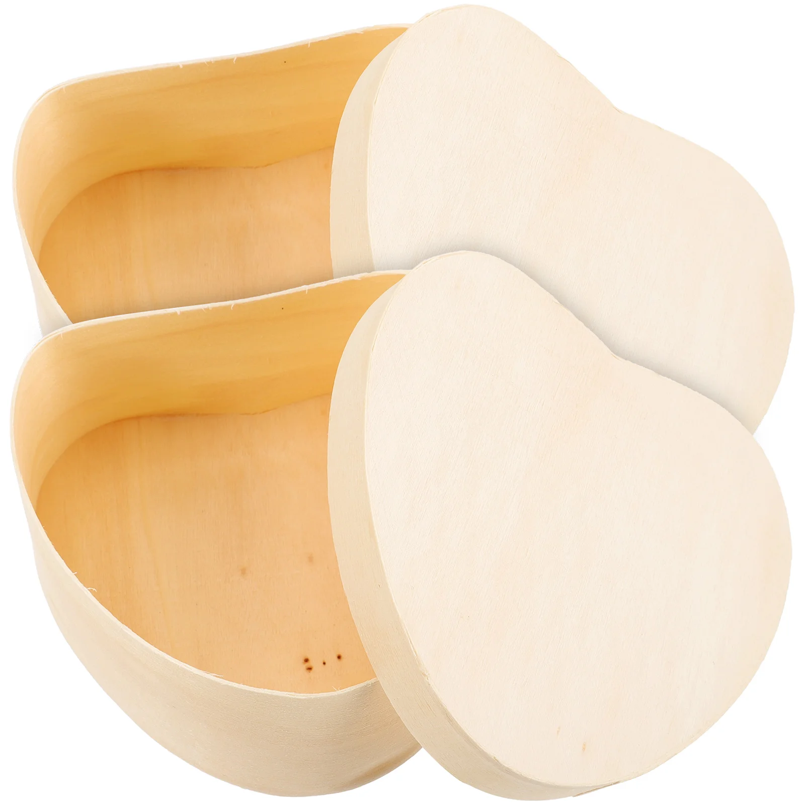 

2pcs Blank Unfinished Wood Boxes Heart Shaped Jewelry Box Kids Diy Craft Boxes