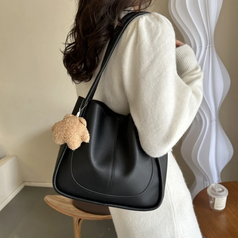 Large Capaci Buet Bag Women's Retro Versatile Single oulder Tote Bag Commuter Bag Soft PU Leather Magnetic Closure Handbag Purse