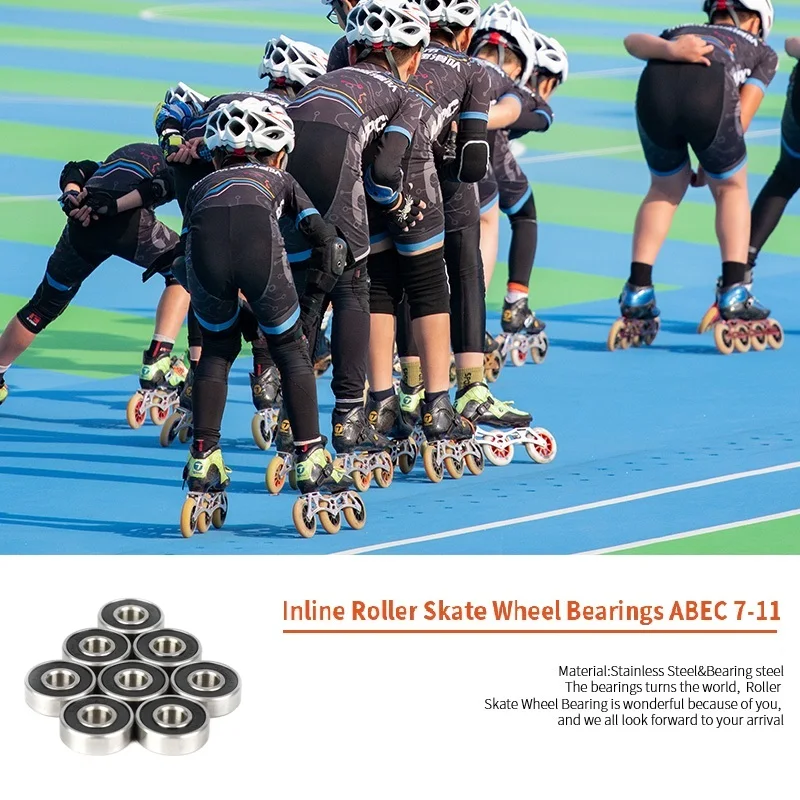 8Pcs Stainless Steel Ball Bearing S608 2RS 8mm Precision Skateboard Bearings 8X22X7 mm Inline Skates bearing