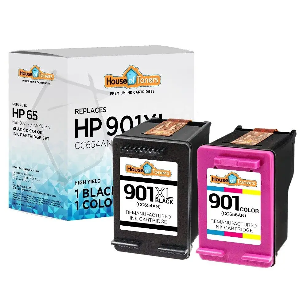 Confezione Da 2 Per Inchiostro Nero E A Colori Hp 901Xl Per Stampante Serie Hp Officejet 4500 G510