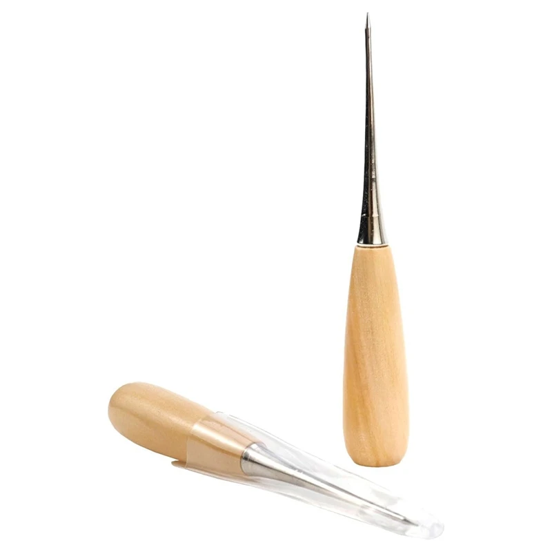 10Pcs Leather Sewing Awl With Wood Handle Leather Craft Awl Tools Sewing For Working-A021