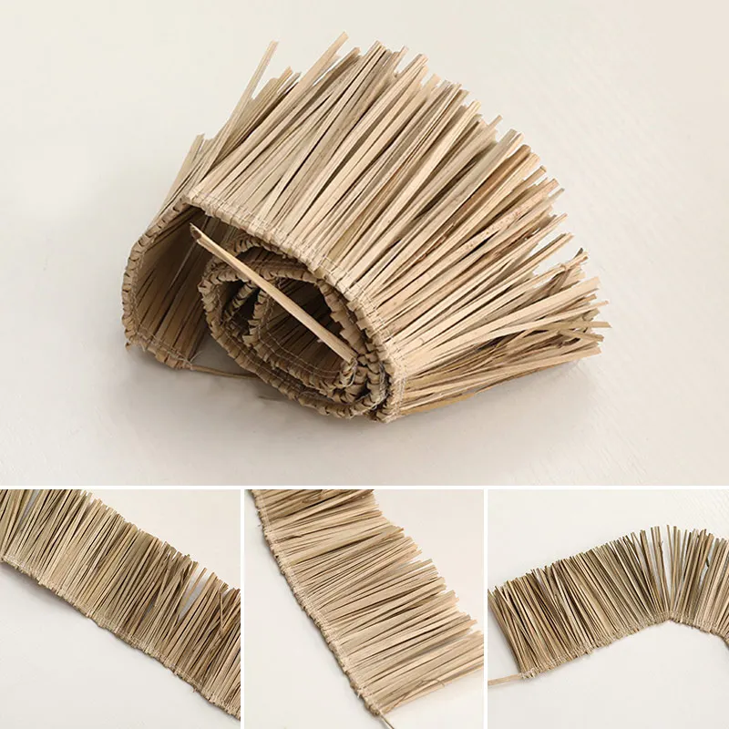 Wall Art Decor Natural Raffia Straw Tassels Ornament Jute Lafite Grass Furniture Fringe Trim Wedding Garland Home Background Wall Decoration