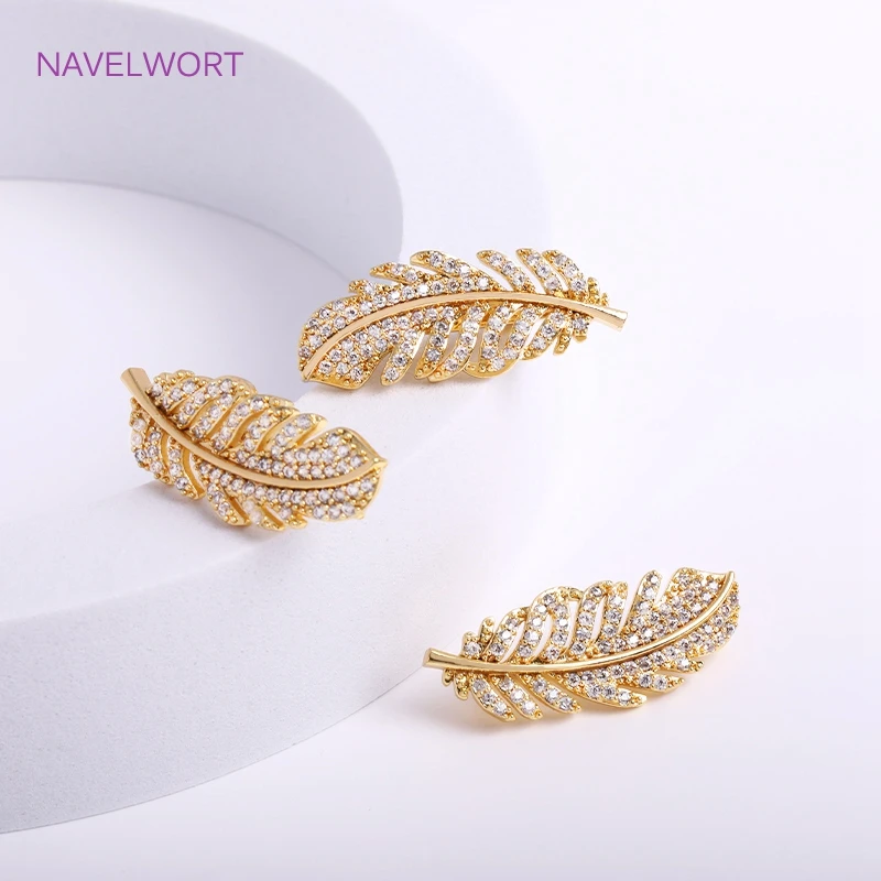 18K Gold Plated Shiny Zircon Pearl Clasps Hooks,Leaf/Feather/Butterfly Shape Connectors Fittings,DIY Beaded Pearl Jewelry Making