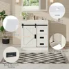 Farmhouse Bathroom Vanity with Sink Combo,Sliding Barn Door Bathroom Vanity Cabinet Set with Storage Drawers, Metal Handles 6