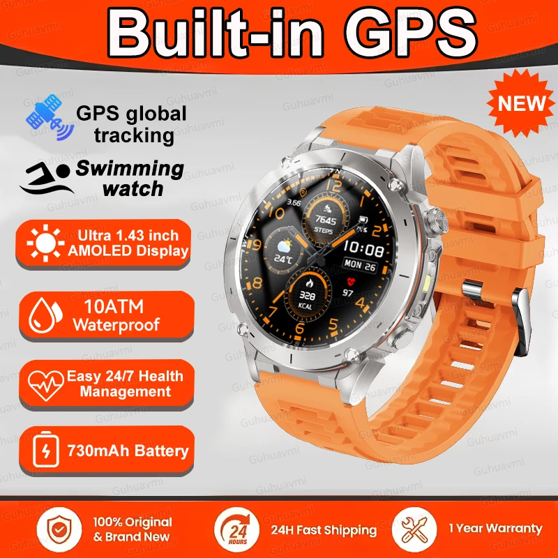 GPS Sports Smartwatch 10ATM Waterproof 1.43" AMOLED Health Monitor - Picture 38 of 43