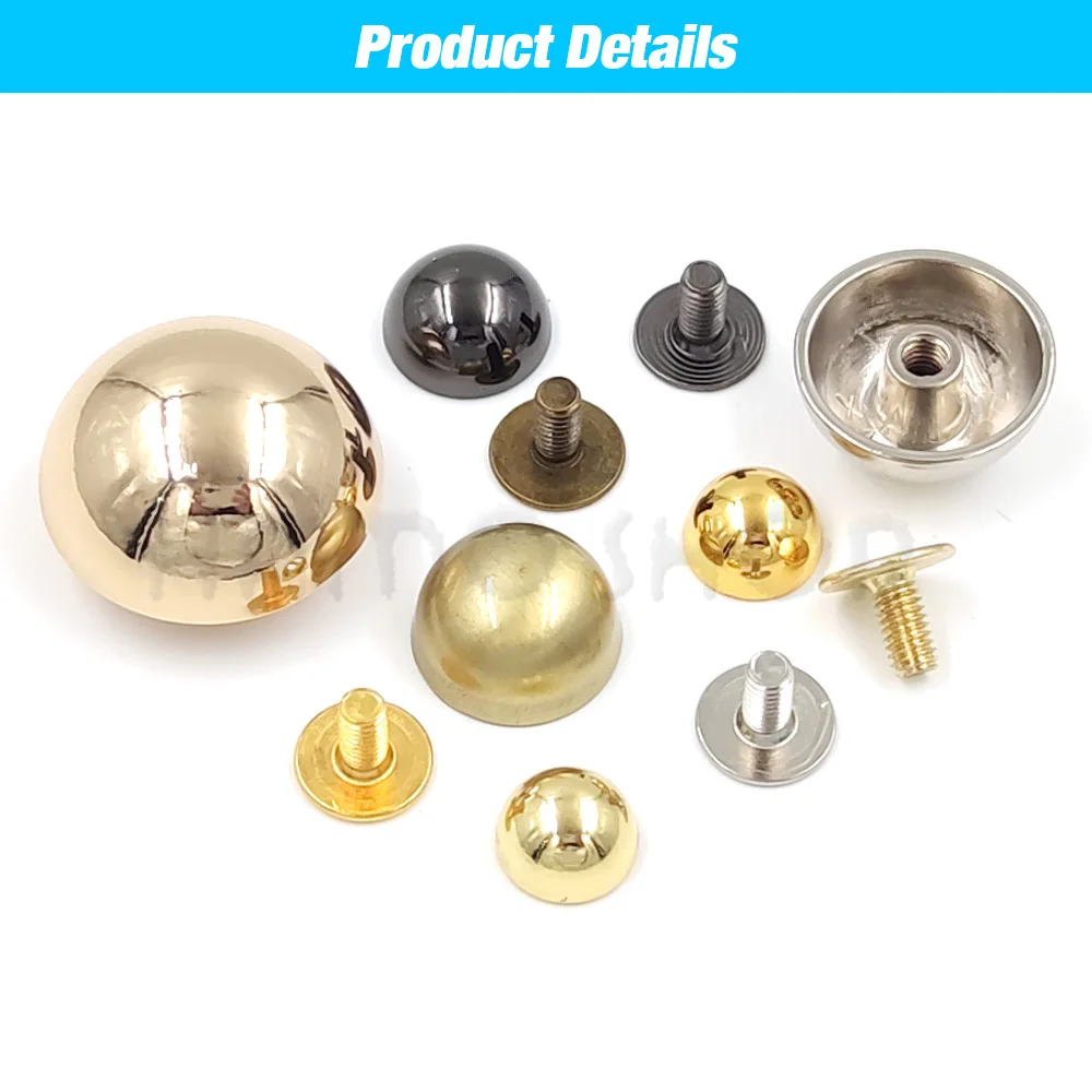 Gold Button Spikes,10 Sets Solid Brass Button Stud Screw Nail