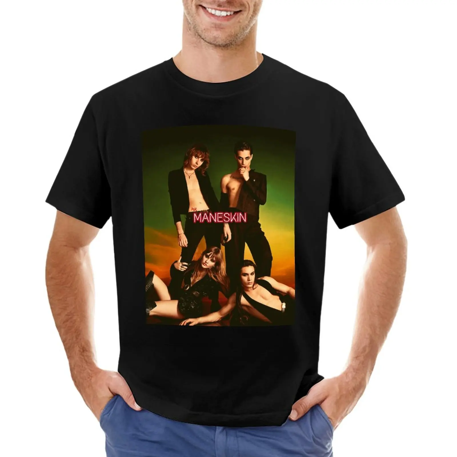

Maneskin rainbow pride Mneskin T-Shirt shirts graphic tees funny t shirts customized t shirts Men's t-shirt