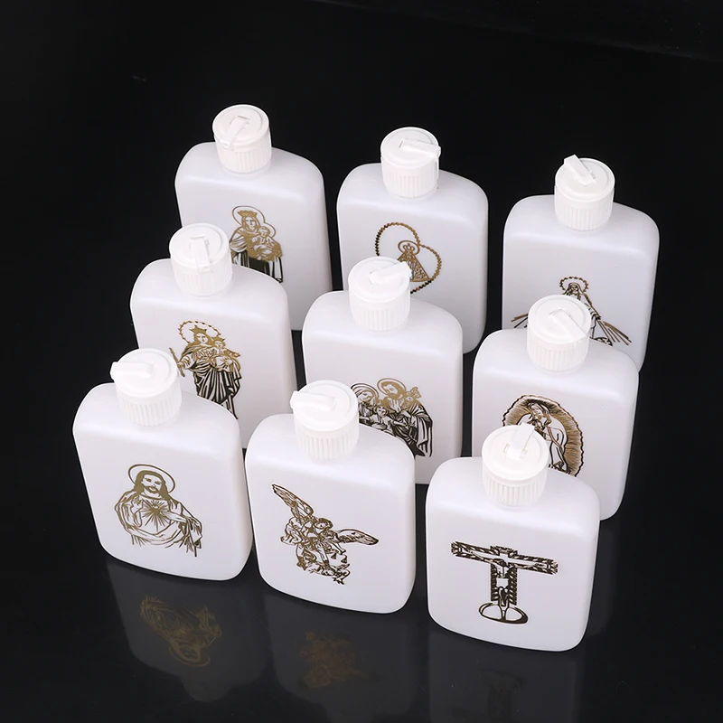 100ml Holy Water Empty Containers Gold Cross Holy Water Bottles Screw Lid Plastic Container