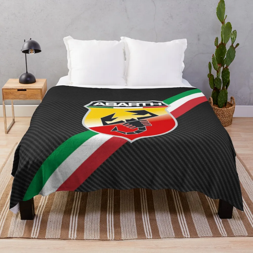 

Abarth Carbon Fiber Italy Stripes Logo Throw Blanket double blanket for summer