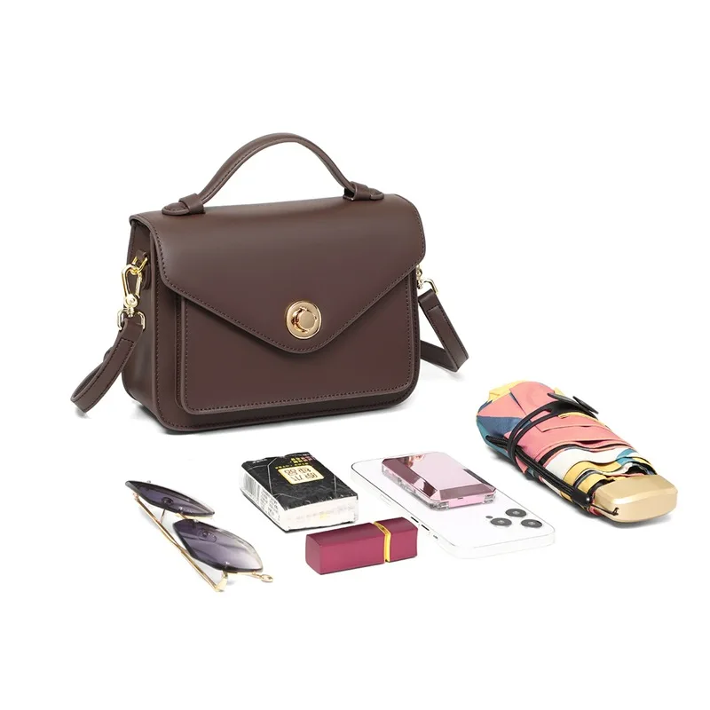 Women's Crossbody Handbag Bag Cowhide Shoulder Tote Y2k White True Leather Top Layer Chain Highquality Versatile Retro Fashion