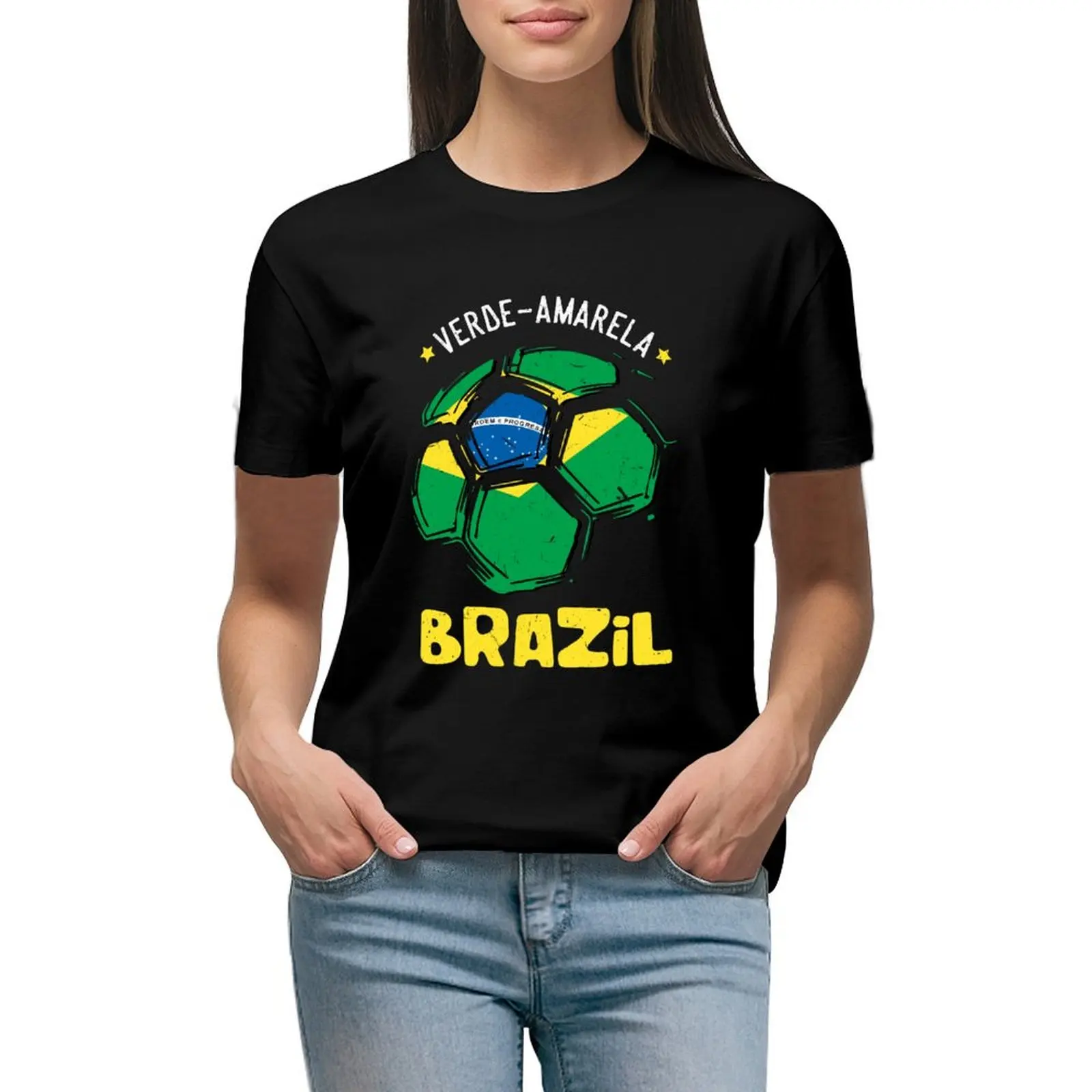 

Classic Brazil Poster World Soccer Cup 2018 Russia Brasil Team Jersey T-shirt aesthetic clothes t-shirts for Women loose fit