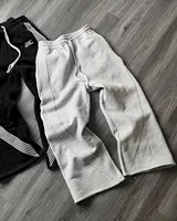 Y2k Gray Casual Pants Vintage Functional Tactical Men's Women's Premium Jogging Wide Leg Pants Drawstring Streetwear Sweatpants - Image 5