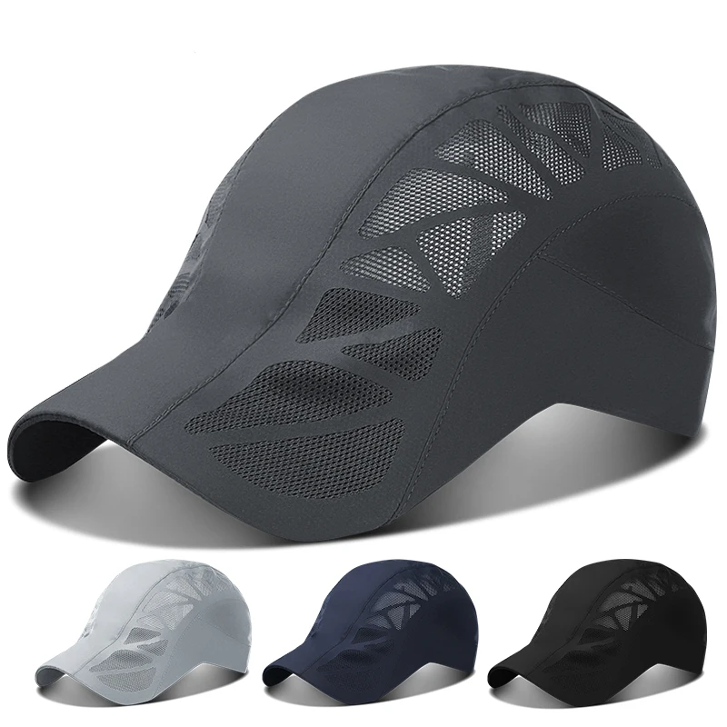 Sports Sun Hats Golf Caps Summer Sports Mens Sun Hats Breathable Mesh Quick-drying Visor Caps Outdoor Gorro Hombre Boina Golf Hat Fashion Solid Flat Cap