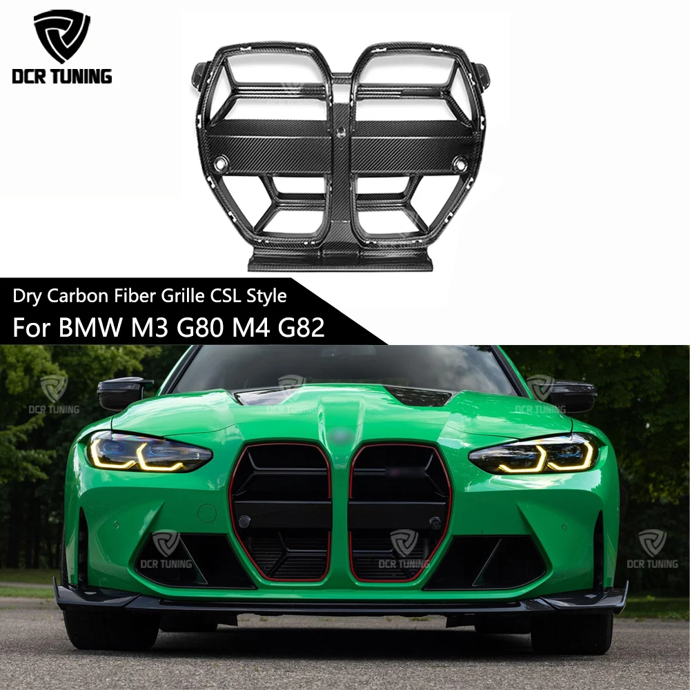 

Dry Carbon Fiber Grille For BMW G80 G81 M3 G82 G83 M4 Front Bumper Kidney Grill Auto Racing Grid 2021+ CSL xDrive Competition