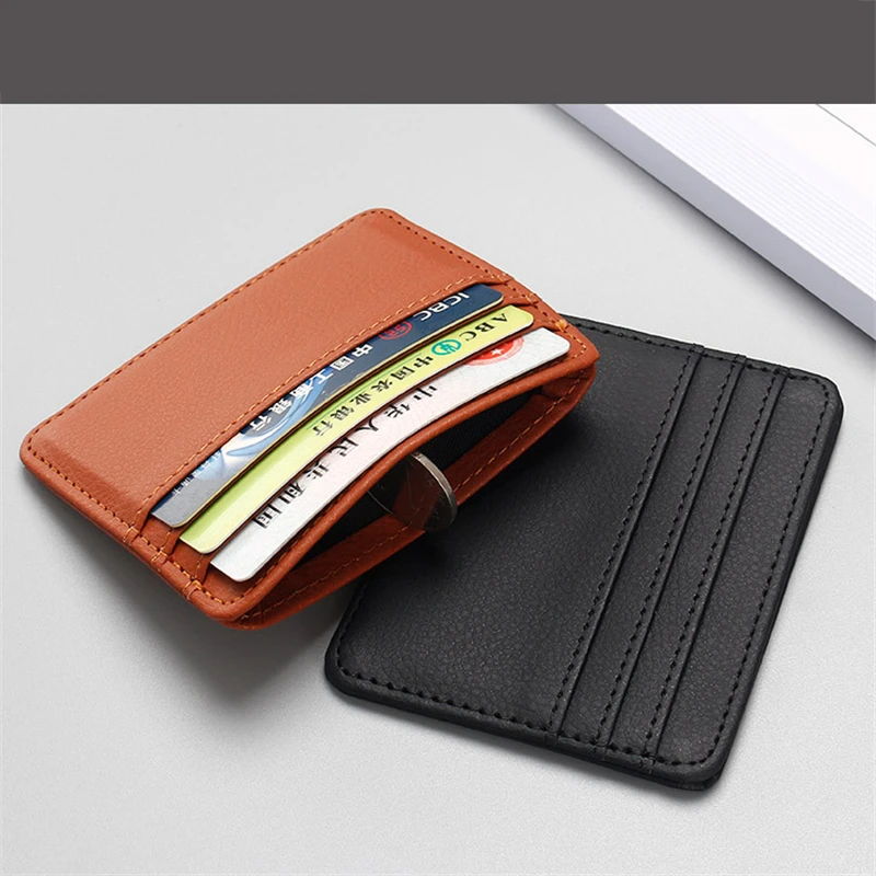 

Thin PU Cards Holders Anti Demagnetization Coin Purse Zipper Organizer Bag Business Bank Credit Bus ID Card Holder Cover Wallets
