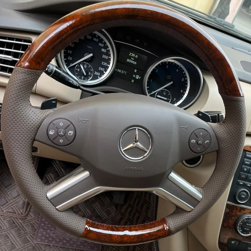 Real Black Leather Steering Wheel Cover For Mercedes Actros New 4 Truck (2012+) – Custom Fit