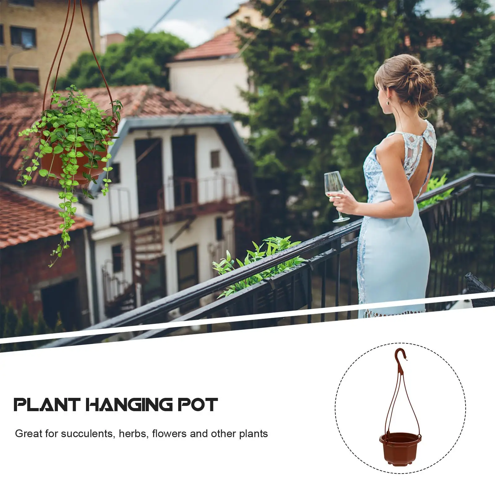 6 Sets Chlorophytum Pot Artificial Plants Outdoor Hanging Succulents Flower Basket Flowerpot Ceiling Pendant Plastic Container 5