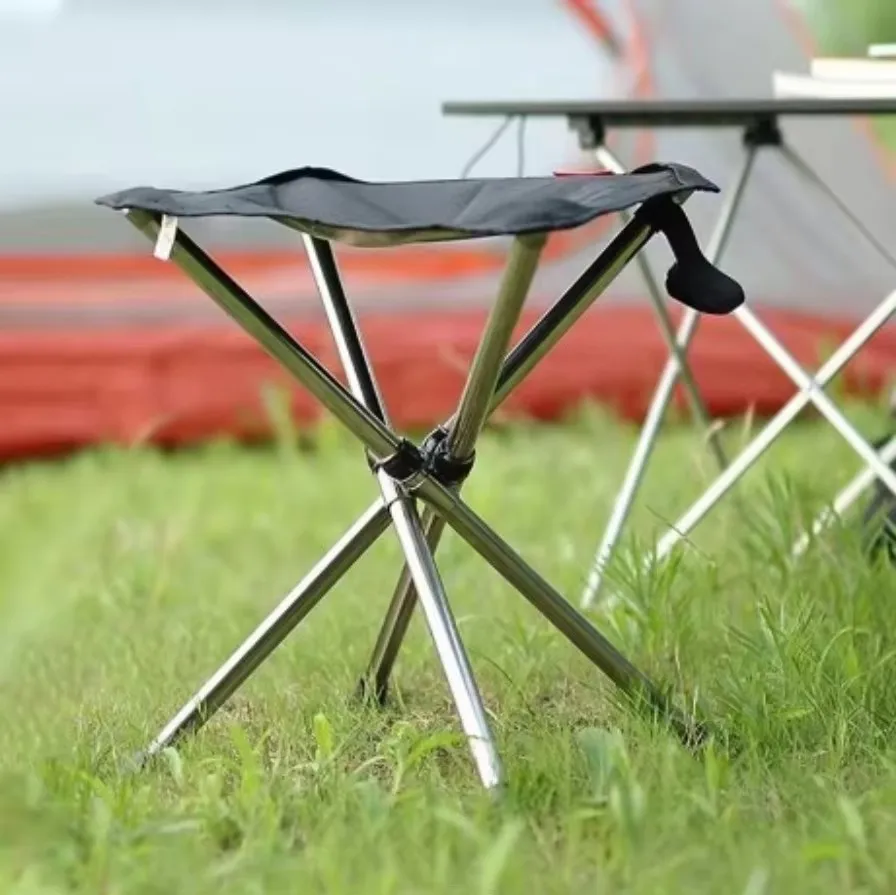Sgabello Treppiede da Esterno Portatile Telescopico Pieghevole per Campeggio, Sedia da Spiaggia, Attrezzatura da Pesca - immagine 2