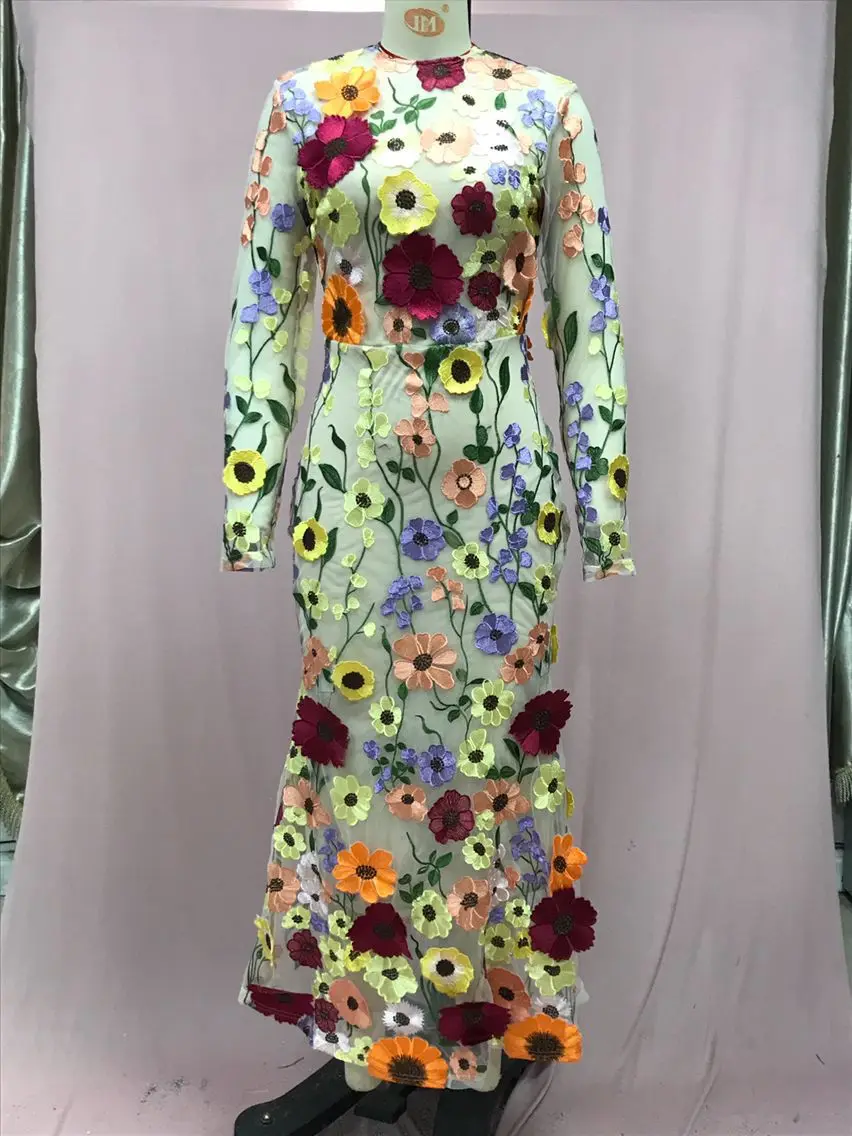 Rosalia 3D Çiçek  Dantel Midi Elbise