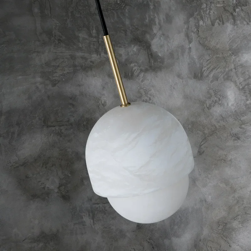 Modern Natural Marble Chandelier Bedroom Bedside Dining Room Table Bar Hotel Pendant Light Alabaster Lighting Decoration Lustre