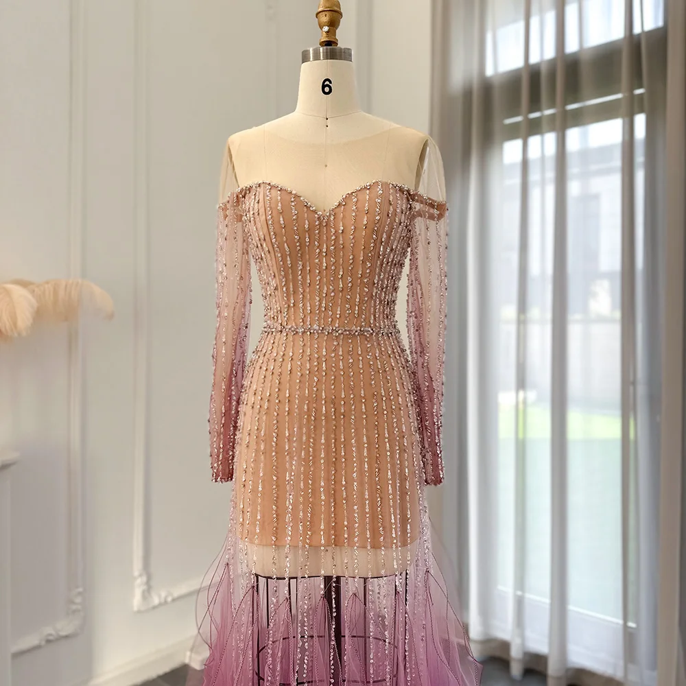 S21346557e2de45caaee4412e1edb1e76S Luxury Dubai Mermaid Evening Dress Arabic Elegant Long Sleeves See Through Wedding Dress Party Prom Gowns Mallzona