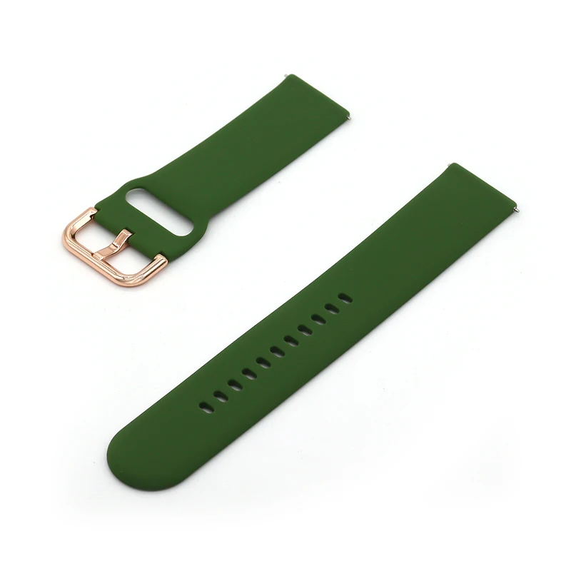 Rose Gold Buckle Silicone Wristband Strap, 20mm/22mm