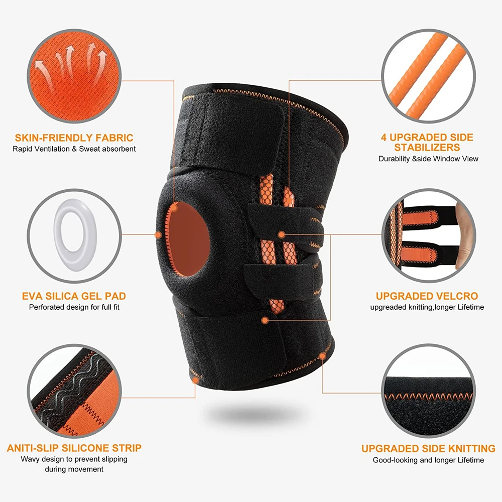 1Pcs Sport Knee Pads Guard Cycling Knee Brace Compression Springs Support Protector Joint Pain Relief, Injury Recovery