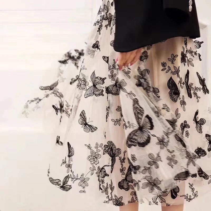 90x120cm 3D Butterfly Embroidery Tulle Fabric for Bridal Wedding Dress DIY Party Dress Home Decor Crafts Sewing Lace Fabric