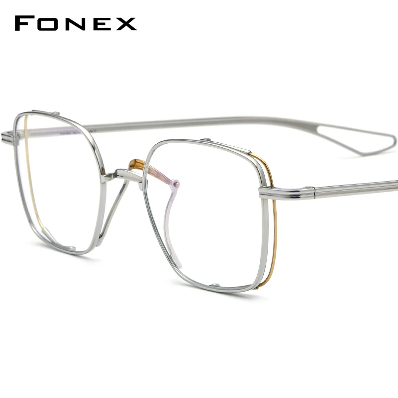 FONEX 순수 티타늄 안경테, 2024 빈티지 사각 안경, 초경량 안경, F857..