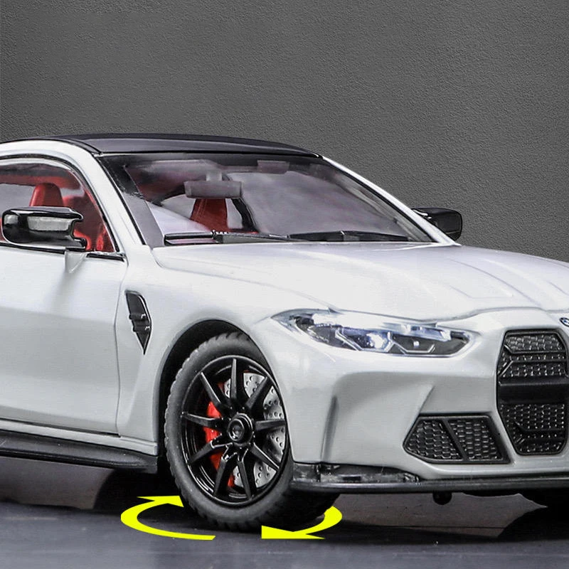 New 1:24 BMW M4 IM Supercar Alloy Muscle Car Model Sound and Light Pull Back Children's Toy Collectibles Ornaments Birthday Gift 6