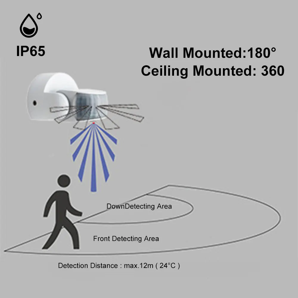 Dual-Head Outdoor Infrared Motion Sensor Light Switch, Waterproof, 220V-240V, 180° Detection Angle