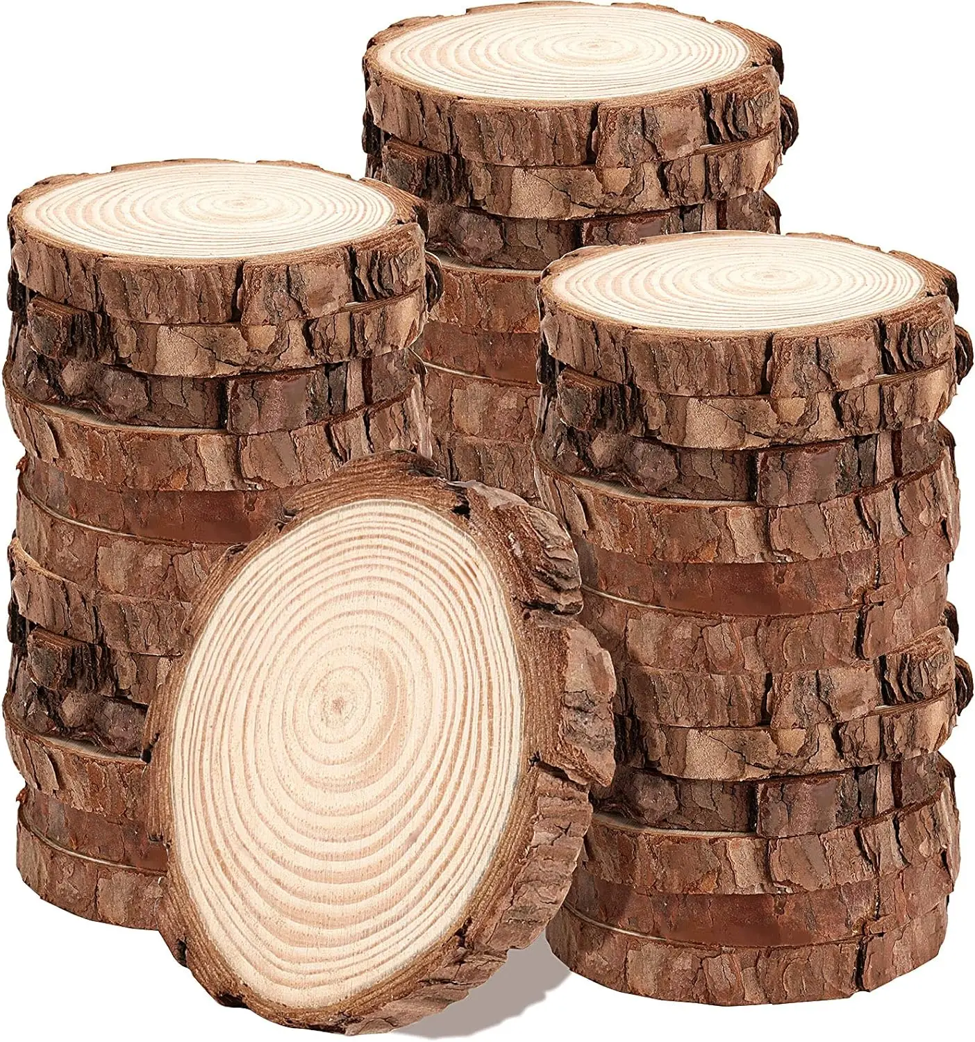 Tranche de Bois Brut (Lot de 8) - Rondin de Bois 30 cm et 3 mm d