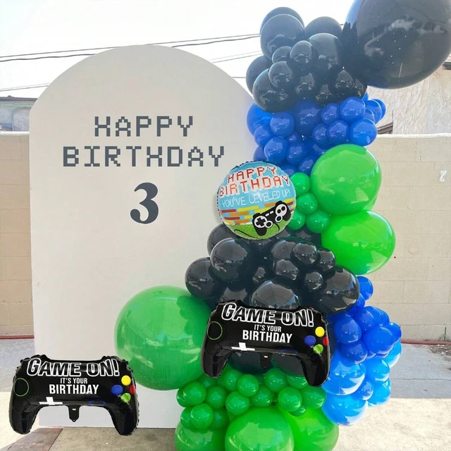 Decorazione Compleanno Tema Videogiochi Per 9 Anni - Set 43 Pezzi In Blu E Nero - Foto 6