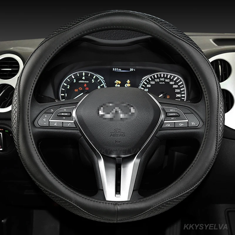 Genuine Leather Car Steering Wheel Cover 15 inch/38cm For Infiniti QX30 Q70L Q50 QX80 Q60 QX70