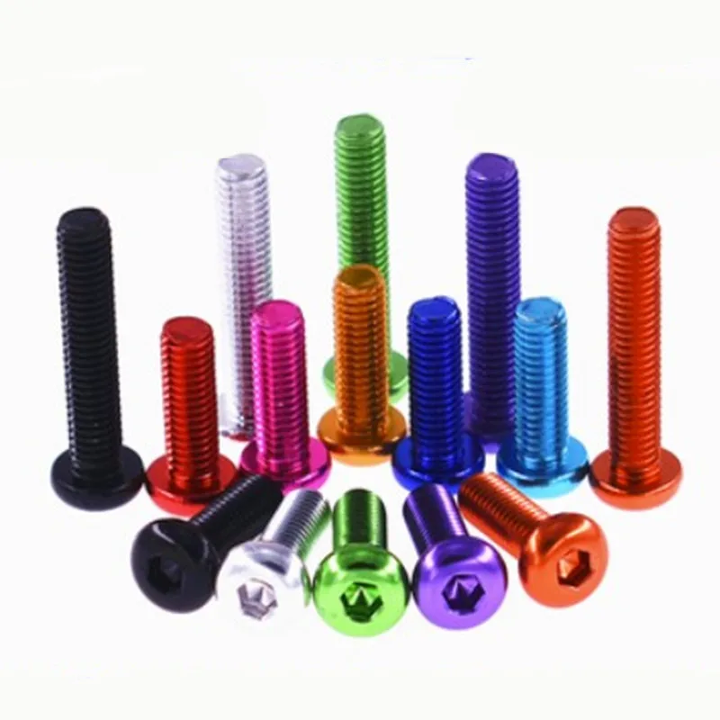 Hex Socket Screw iso7380 Aluminum button head screw M3 M4 M5 M6*5/6/8/10/12/16/20/25 colourful Aluminum hex socket round head screw 10pcs