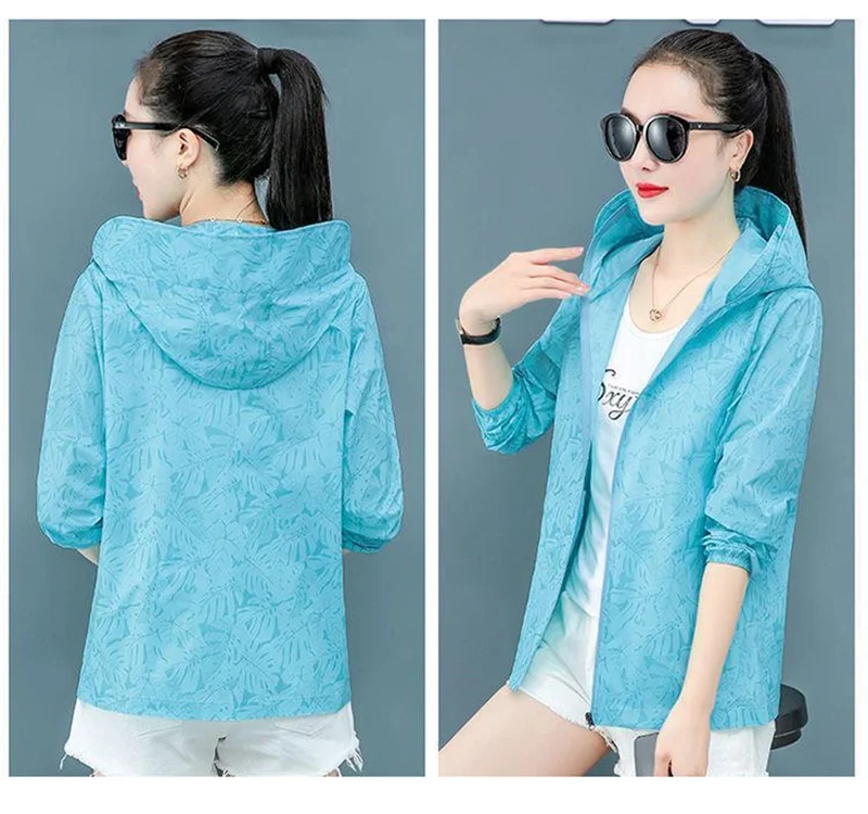 Hooded Long Sleeve Thin Windbreaker Women's Coat Jacket 2023 New Summer Loose Sunscreen Coat Female UV Resistant Outdoor Top 4XL