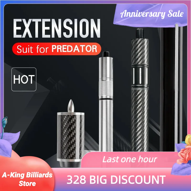 

Billiards Carbon Fiber Extension for Predator Pool Cue or Snooker Solid wood Durable Non Slip Cue Extension Billiard Accessories