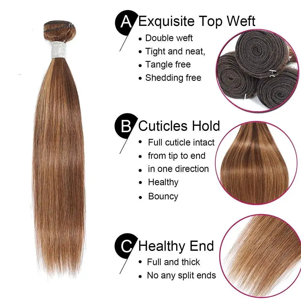 Highlight Hair Brazilian Remy Hair With 13X4 Lace Frontal Straight Bundles With Lace Closure P4/27 Straight Blonde Bundles