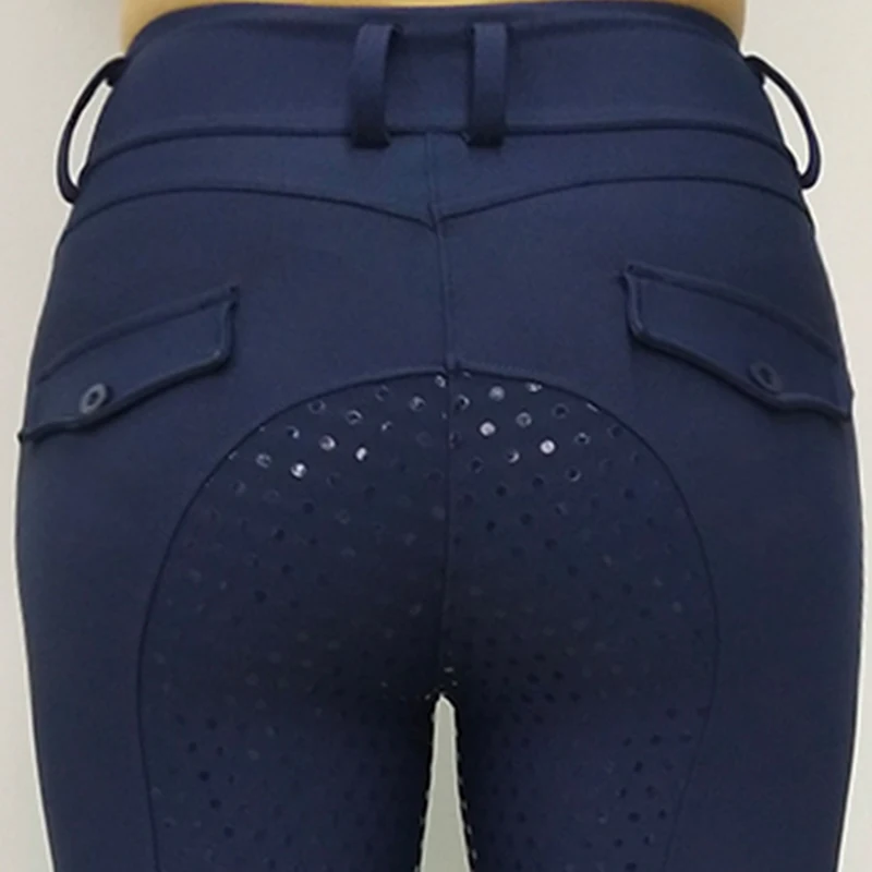 Full Silicone Competition Horse Riding Tights Pocket Women Training Horseback Breeches Riding Pants Equestrian Leggings