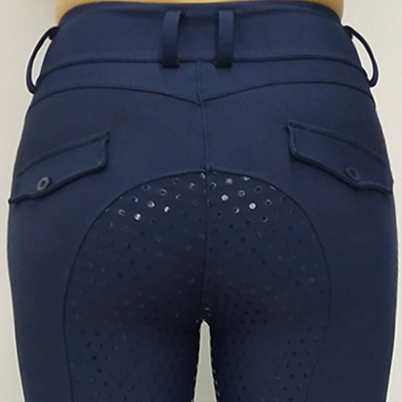 MXLLINA Full Silicone Competition Horse Riding Tights Pocket Women Training Horseback Breeches Riding Pants Equestrian Leggings 2